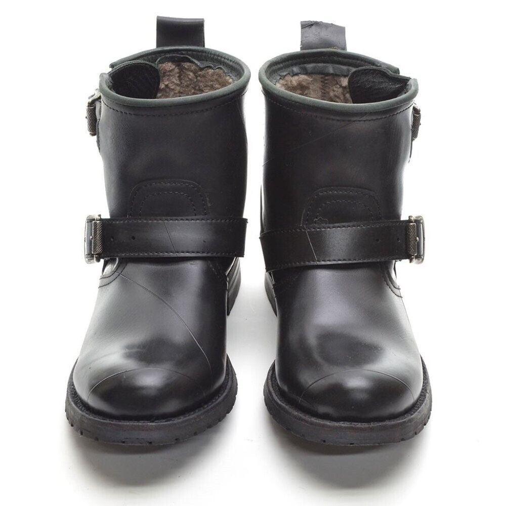 Frye Engineer Shearling Lined Rubber Moto Boots 7.5 B - Picture 3 of 7